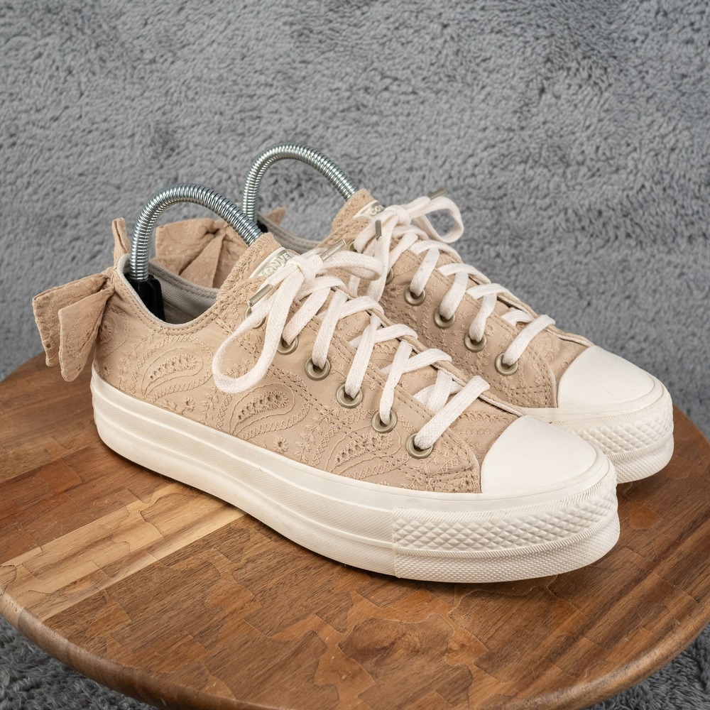 Converse Chuck Taylor All Star Lift Bow Sneakers Women's 7.5 Nutty Granola/Gold